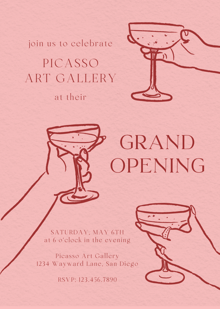 Glass of rosé - invitación de la gran inauguración