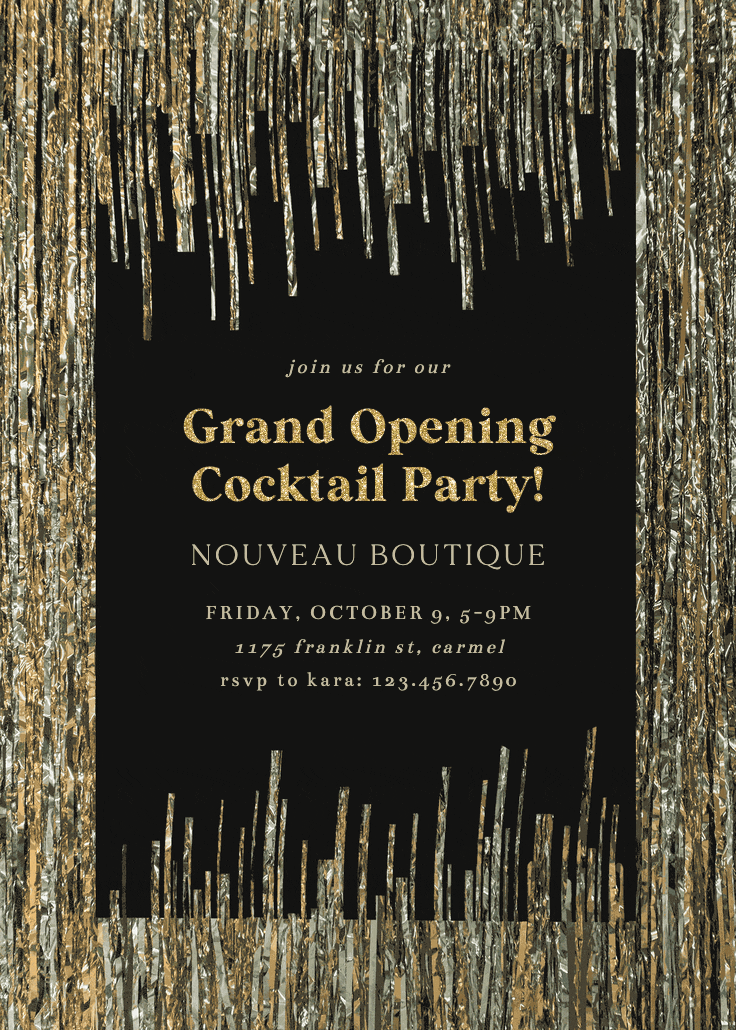 Glitz & glam - grand opening invitation