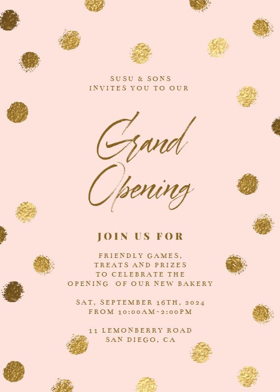 Gold dots - business event invitation