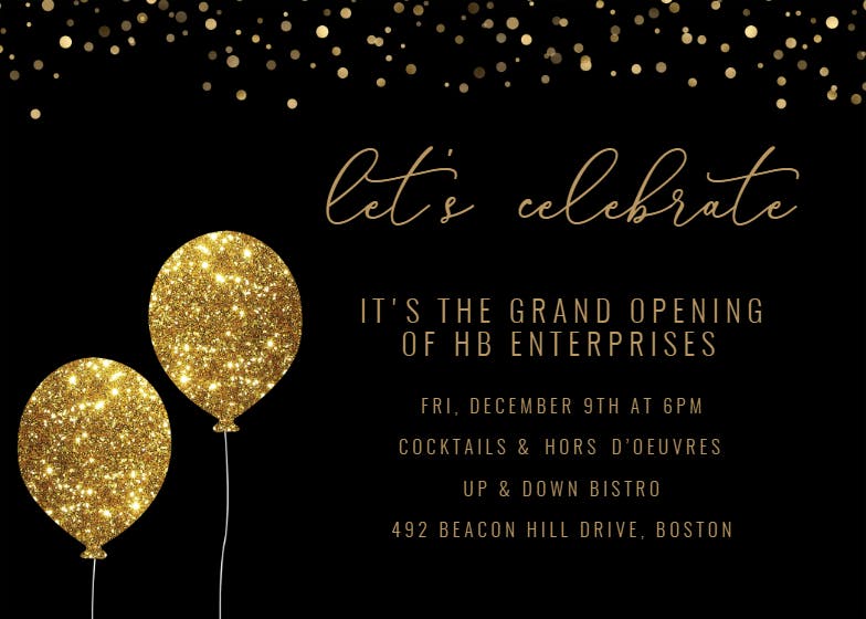 Gold glitter - grand opening invitation