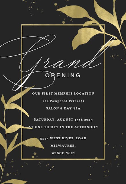 Elegant Gold Bar Grand Opening Invitation in 2023  Grand opening  invitations, Grand opening, Invitation template
