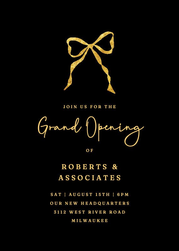 Golden ribbon -  invitación de la gran inauguración