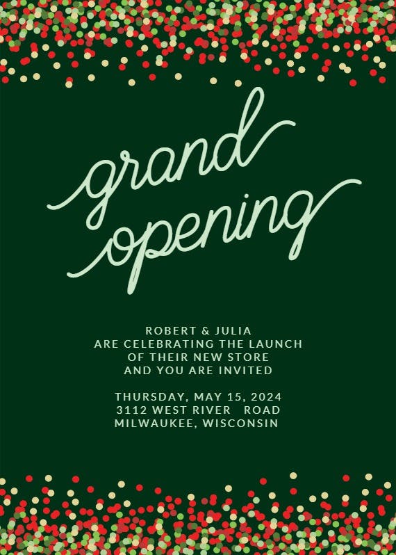 Grand opeining confetti - grand opening invitation