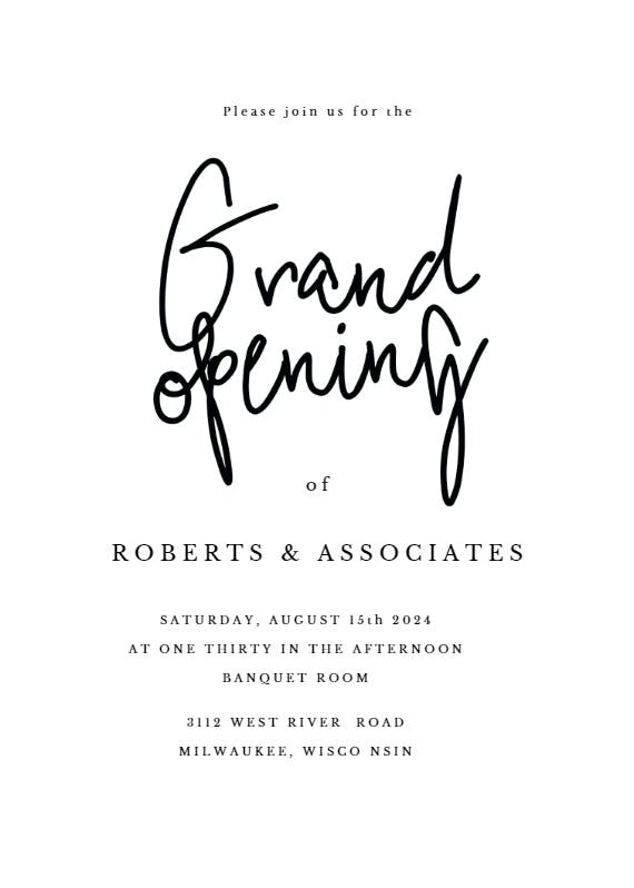 Handwritten opening - grand opening invitation