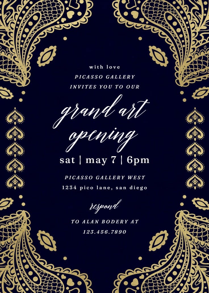 Indian floral paisley - grand opening invitation