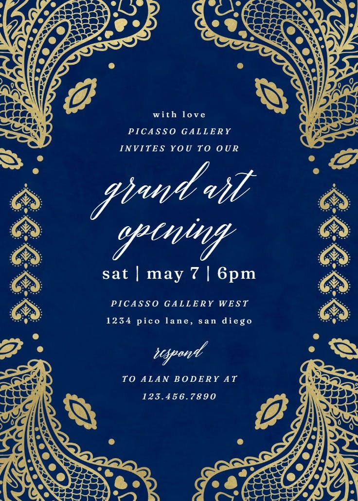 Indian floral paisley - grand opening invitation