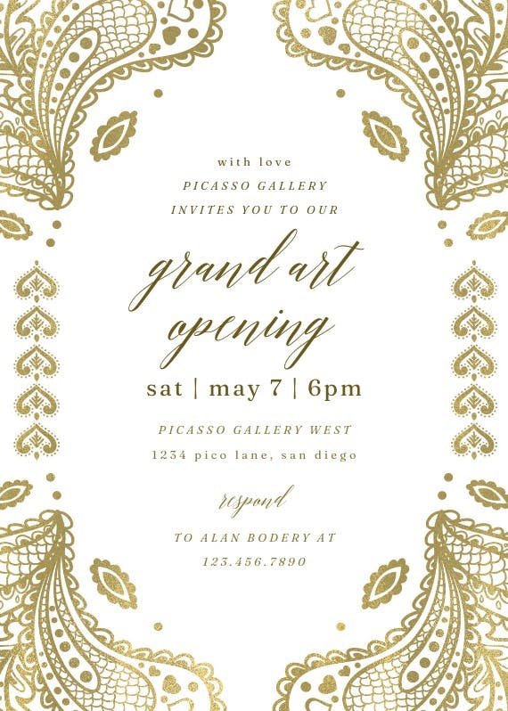 Indian floral paisley - business events invitation