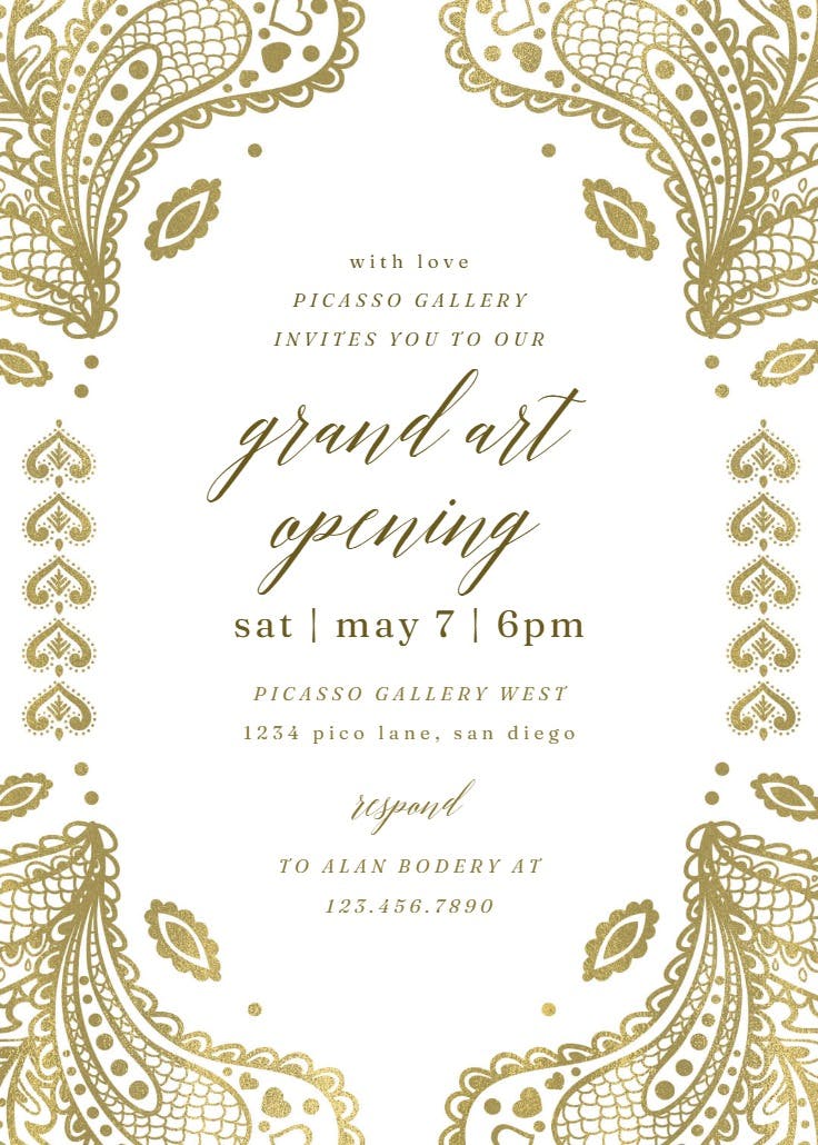 Indian floral paisley - grand opening invitation