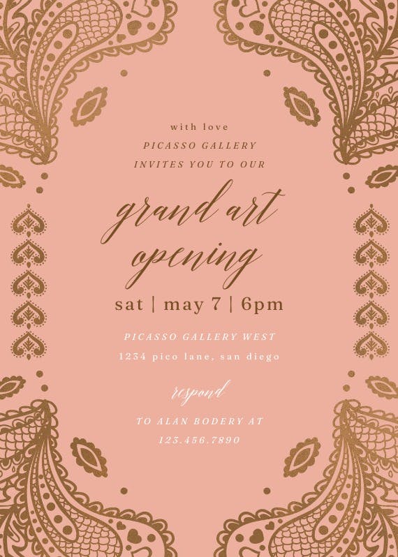 Indian floral paisley - grand opening invitation