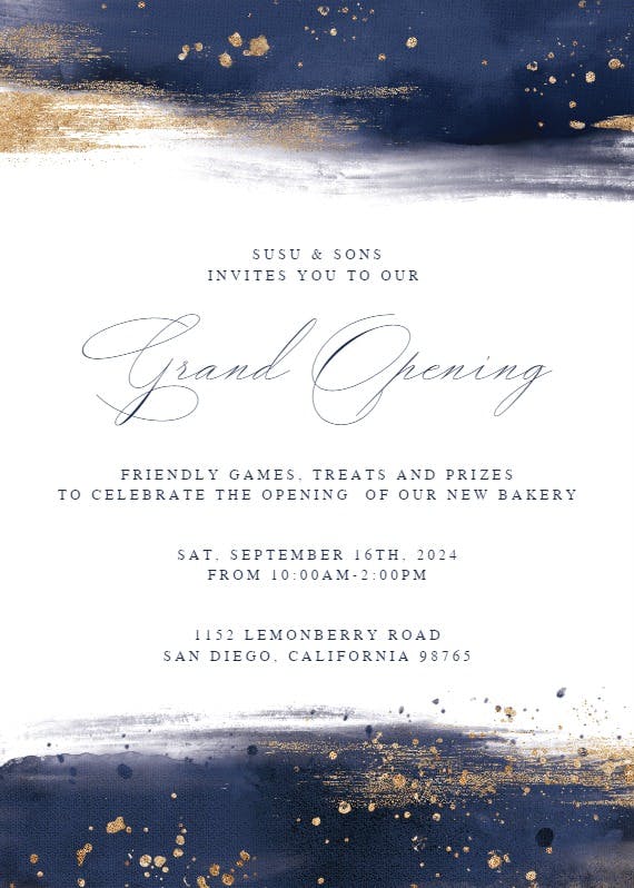 Indigo watercolor - business event invitation