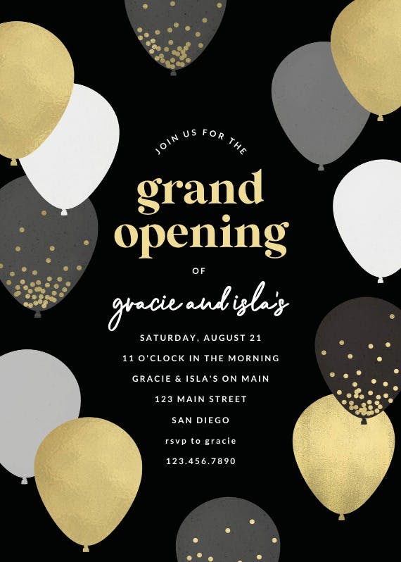 Luxe balloons - grand opening invitation