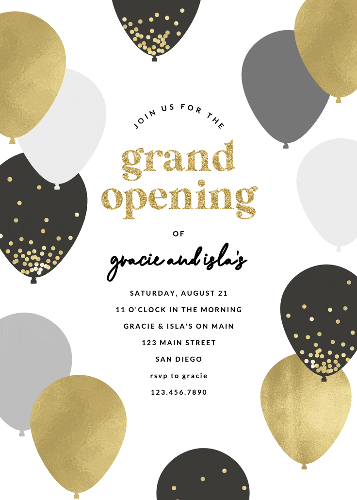 Luxe balloons - grand opening invitation
