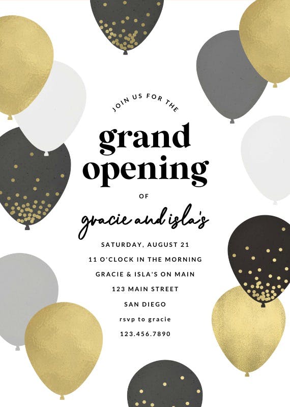 Luxe balloons - grand opening invitation