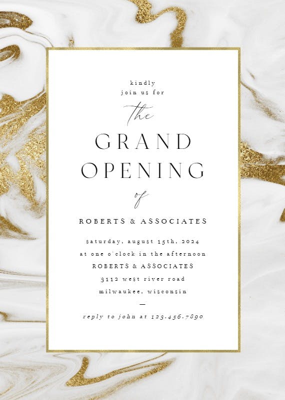 Marble frame opening - grand opening invitation