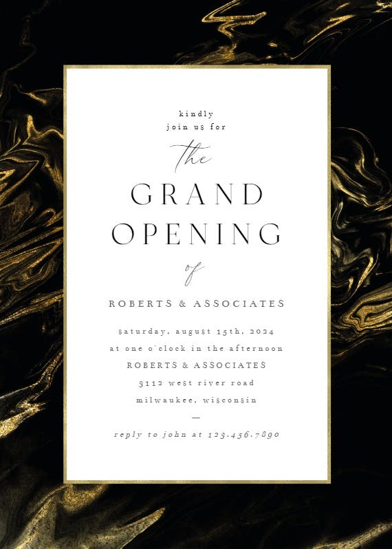 Marble frame opening -  invitación de la gran inauguración