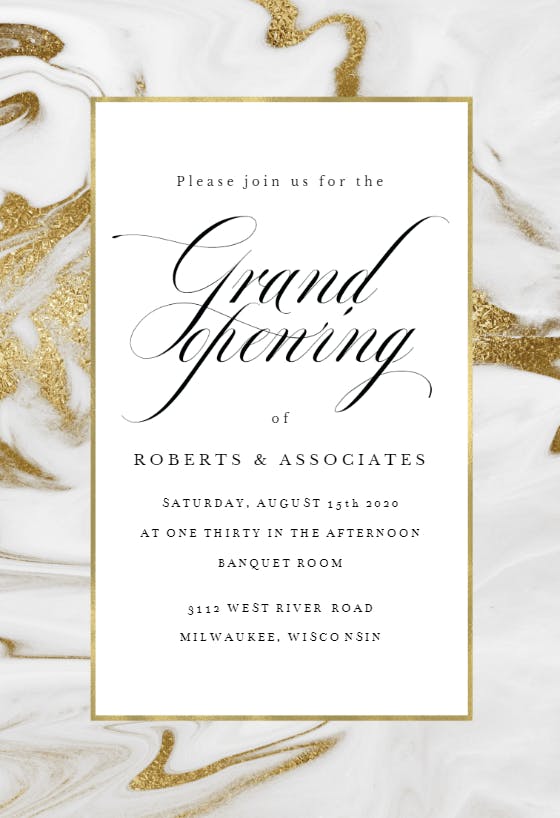 Marble frame opening - grand opening invitation