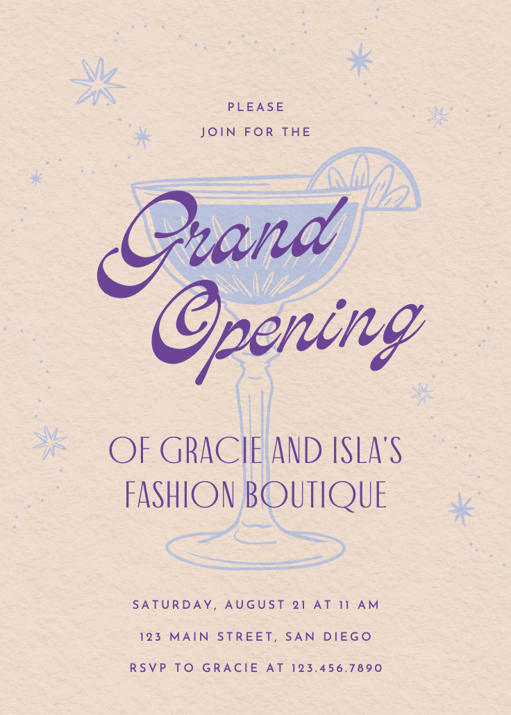 Retro drinks - grand opening invitation