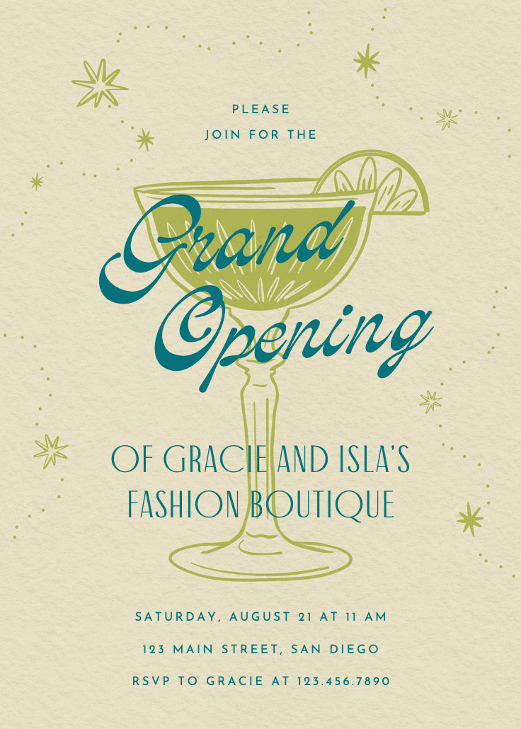 Retro drinks - grand opening invitation