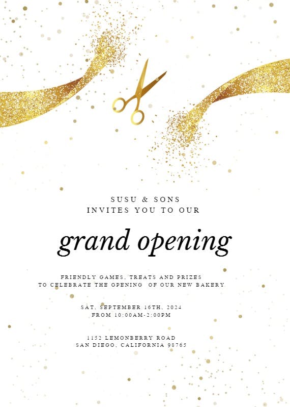 Ribbon cutting - grand opening invitation