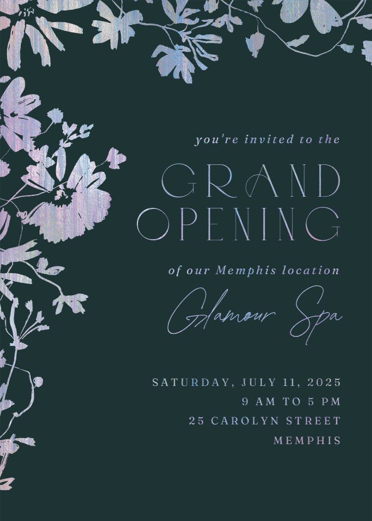 Sketched florals - grand opening invitation