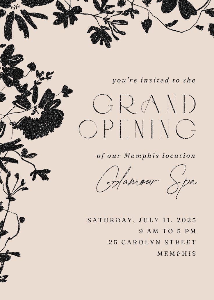 Sketched florals - grand opening invitation