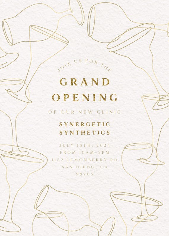 Sketched glasses frame - grand opening invitation