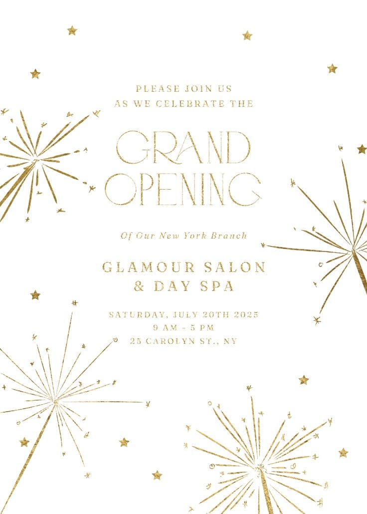 Sparkling night - grand opening invitation