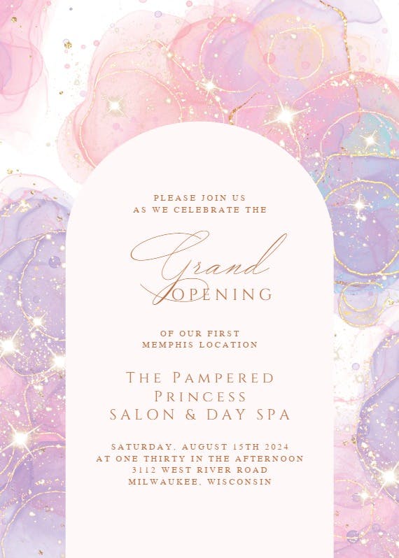 Sparkly night - grand opening invitation