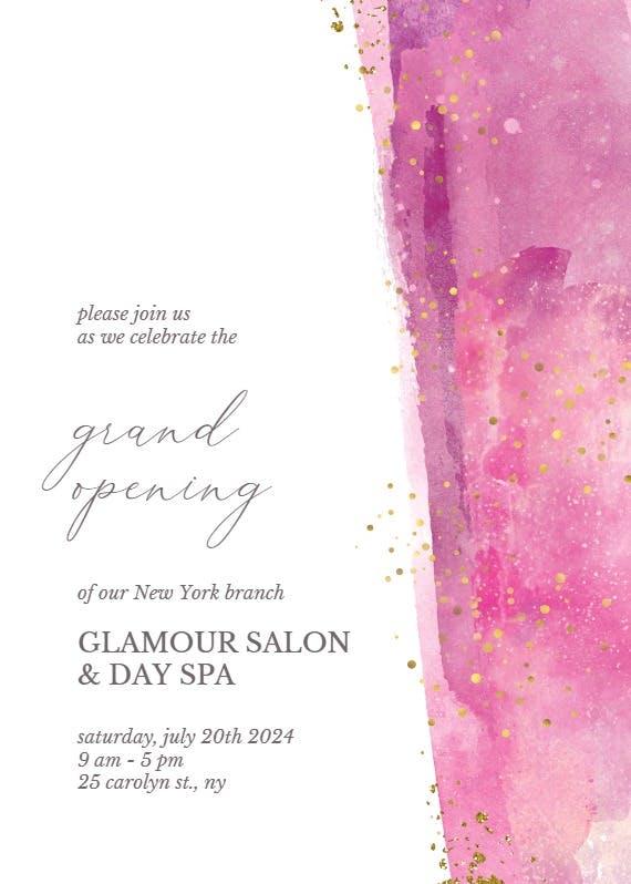 Watercolor paint - grand opening invitation