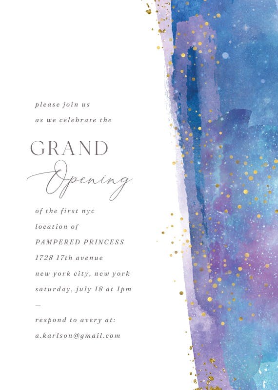 Watercolor paint - grand opening invitation
