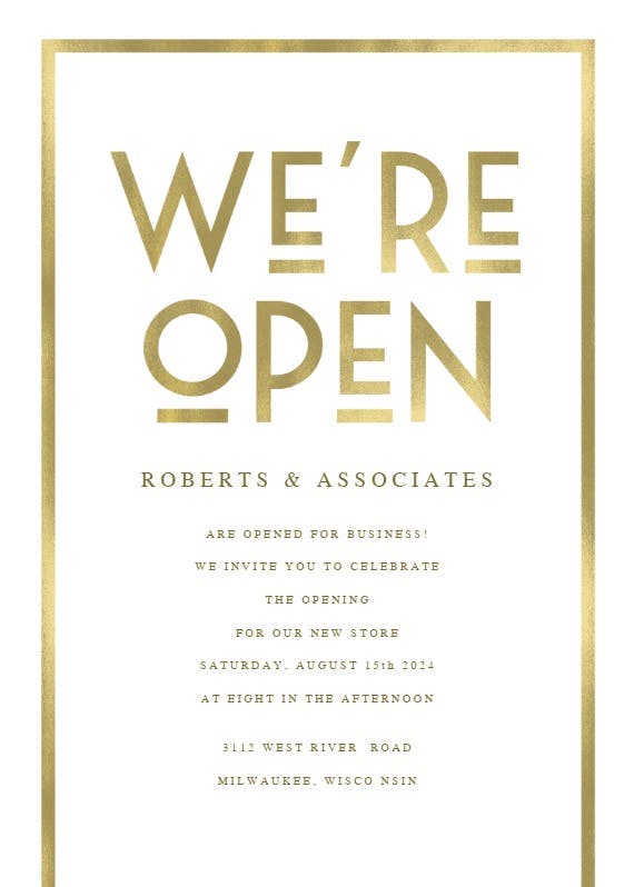 We are open - business event invitation