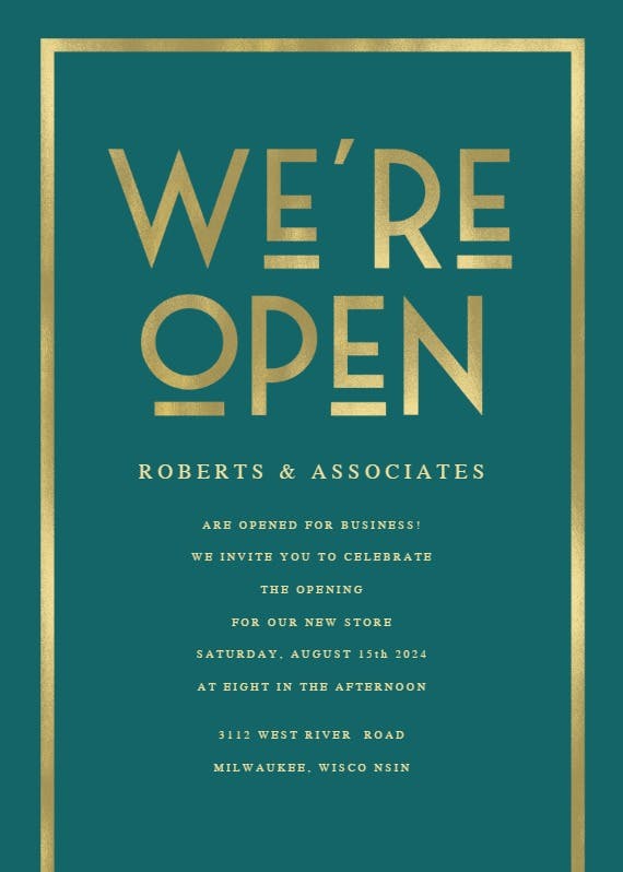 We are open - grand opening invitation