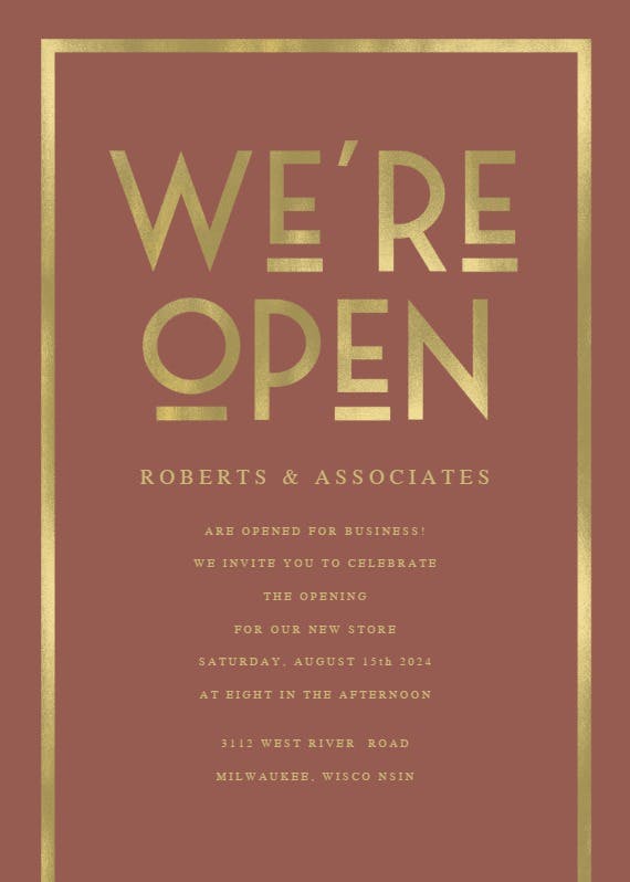 We are open -  invitación de la gran inauguración
