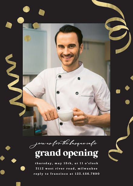 Whimsical ribbons - grand opening invitation