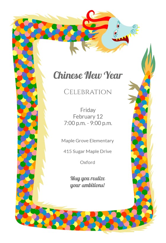 A dragon -  invitación de nuevo año chino