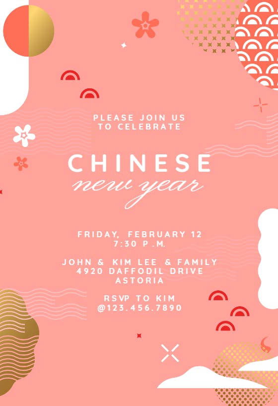 Chinese minimalist -  invitación de nuevo año chino