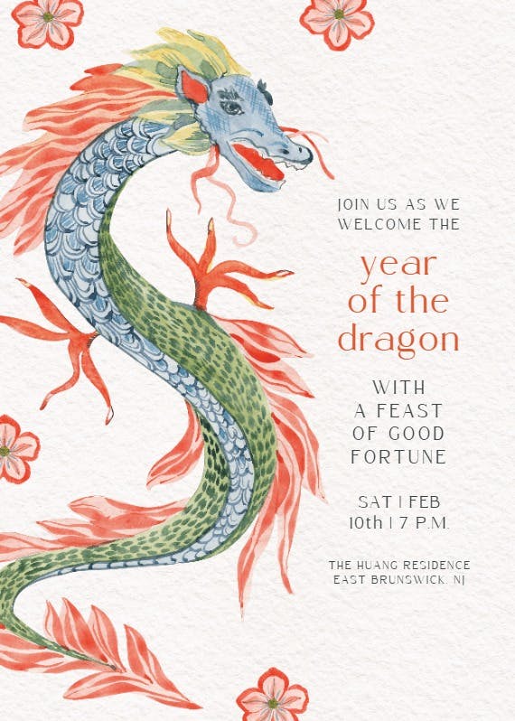 Dragon year - lunar new year invitation