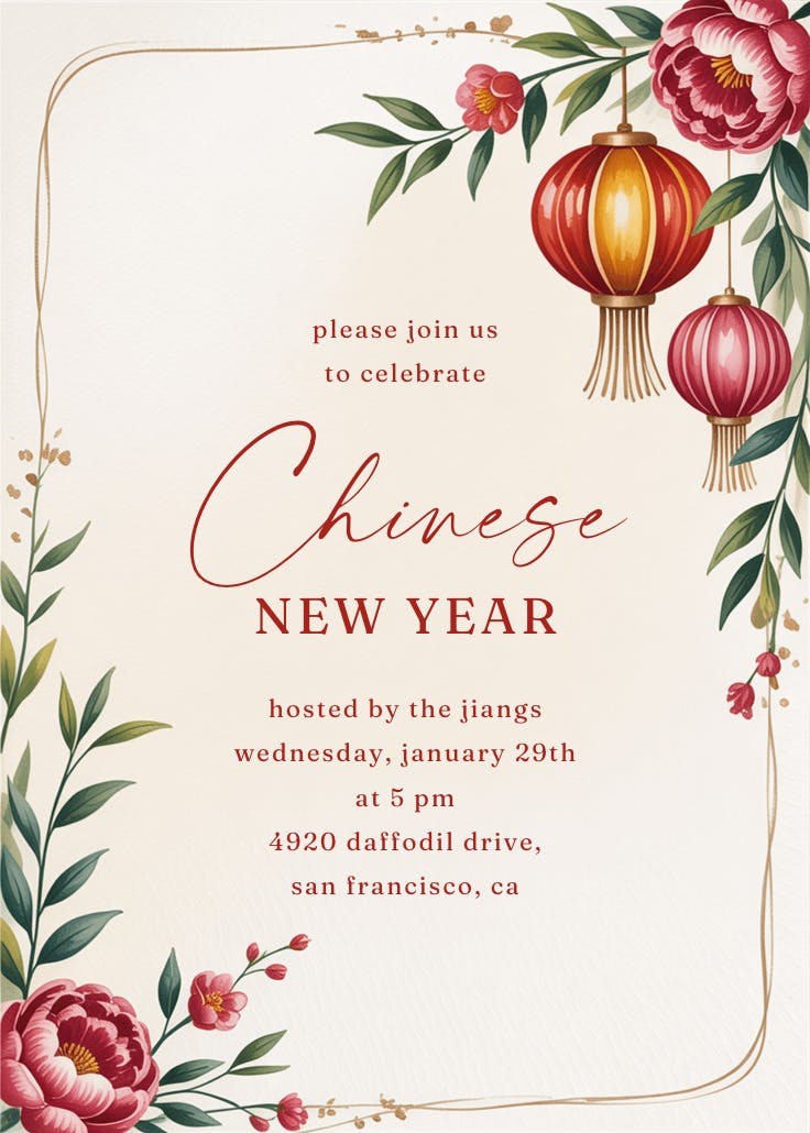 Floral lanterns - holidays invitation