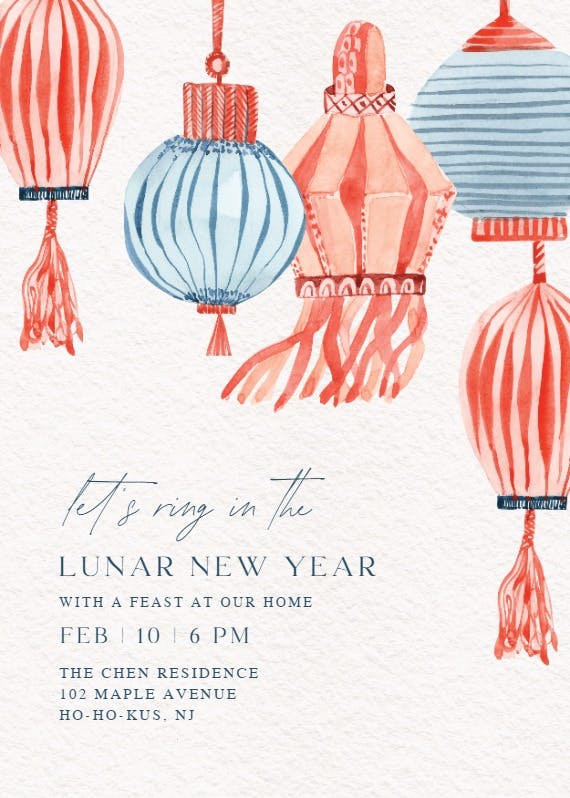 Illustrated lanterns -  invitación de nuevo año chino