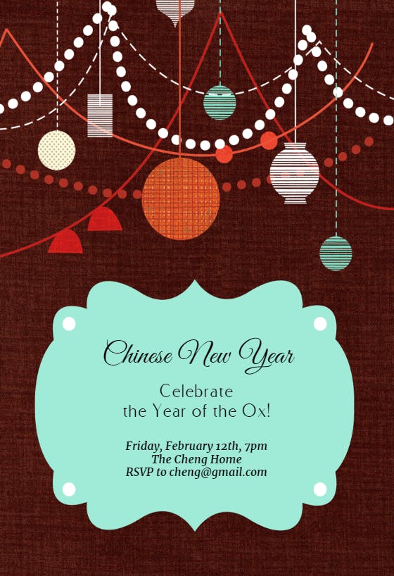Party lights -  invitación de nuevo año chino