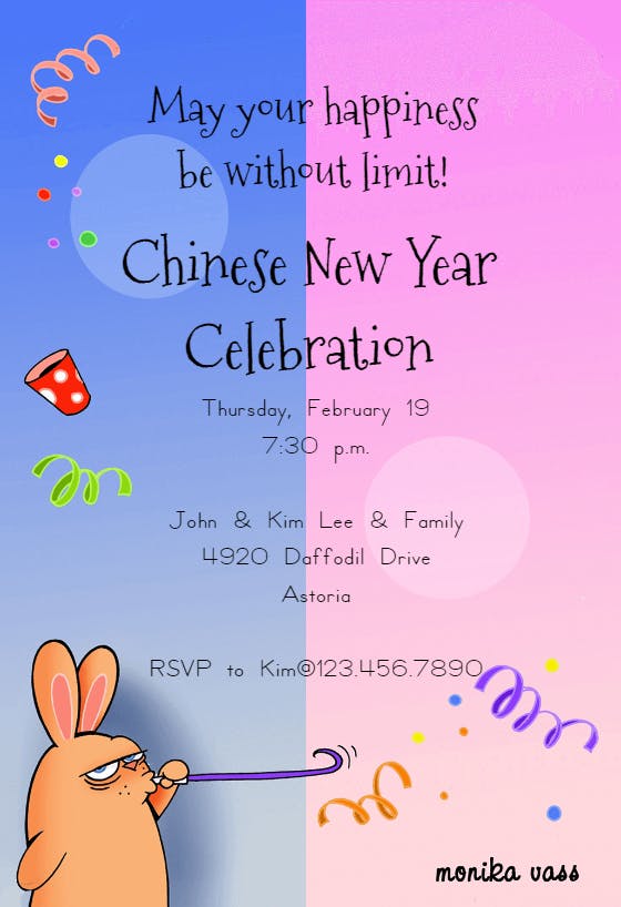 Year of the rabbit - lunar new year invitation