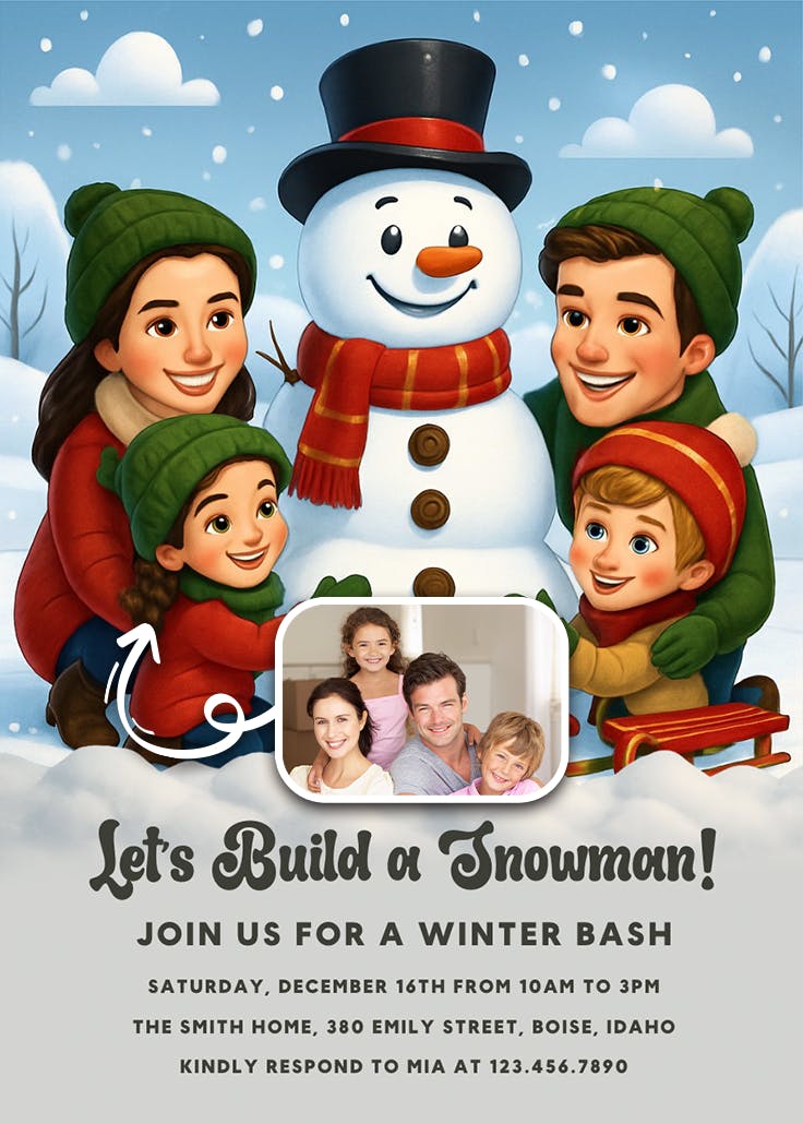 3d snowman - invitación de navidad