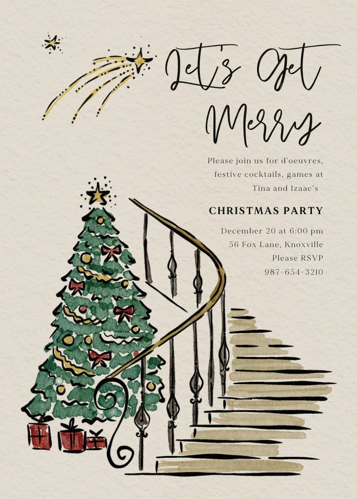 Let's get merry - christmas invitation