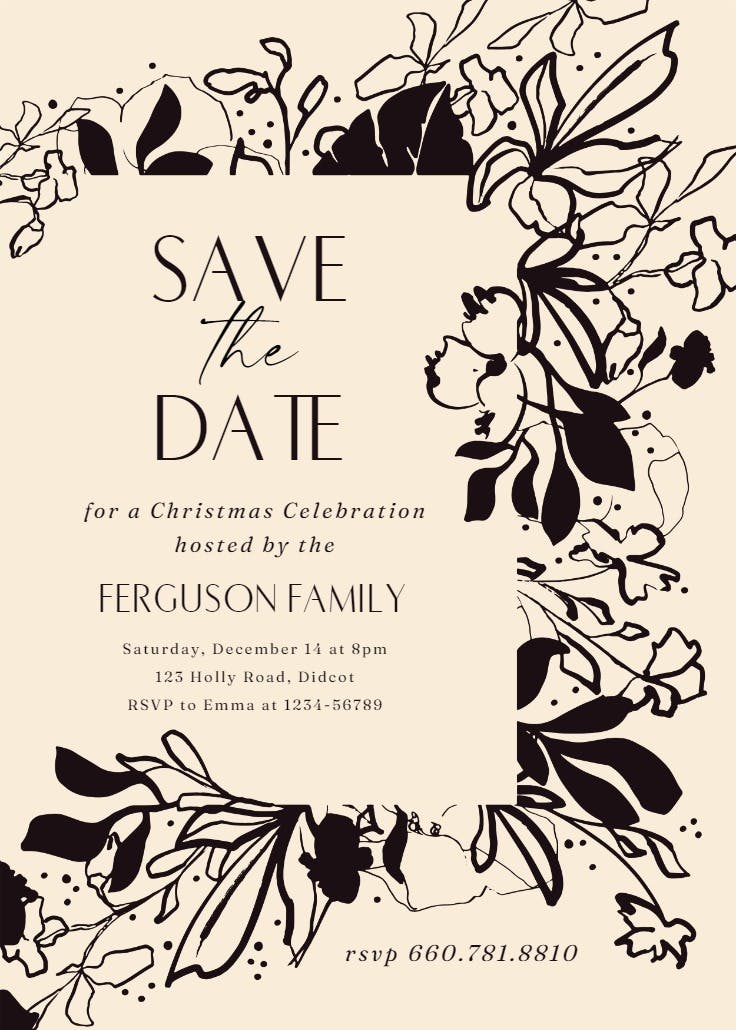 Abstract blooms - christmas invitation