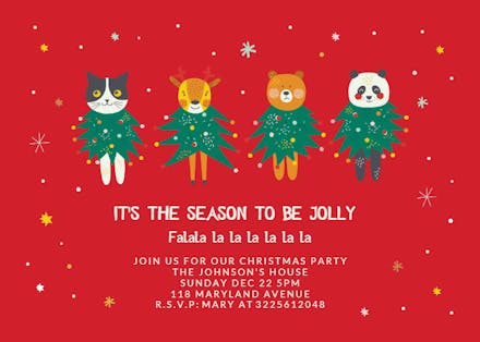 Animals Christmas trees - Invitación De Navidad