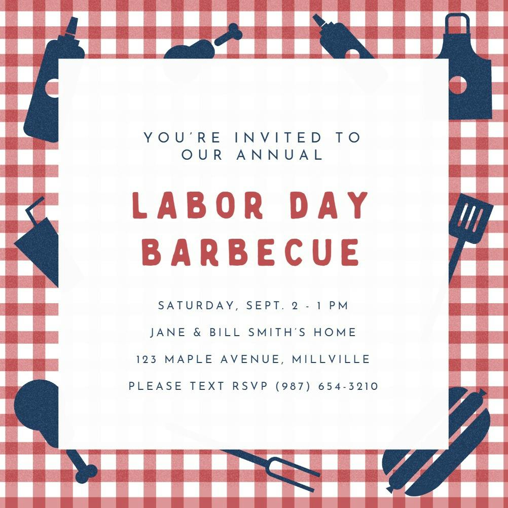 Bbqlicious picnic - labor day invitation