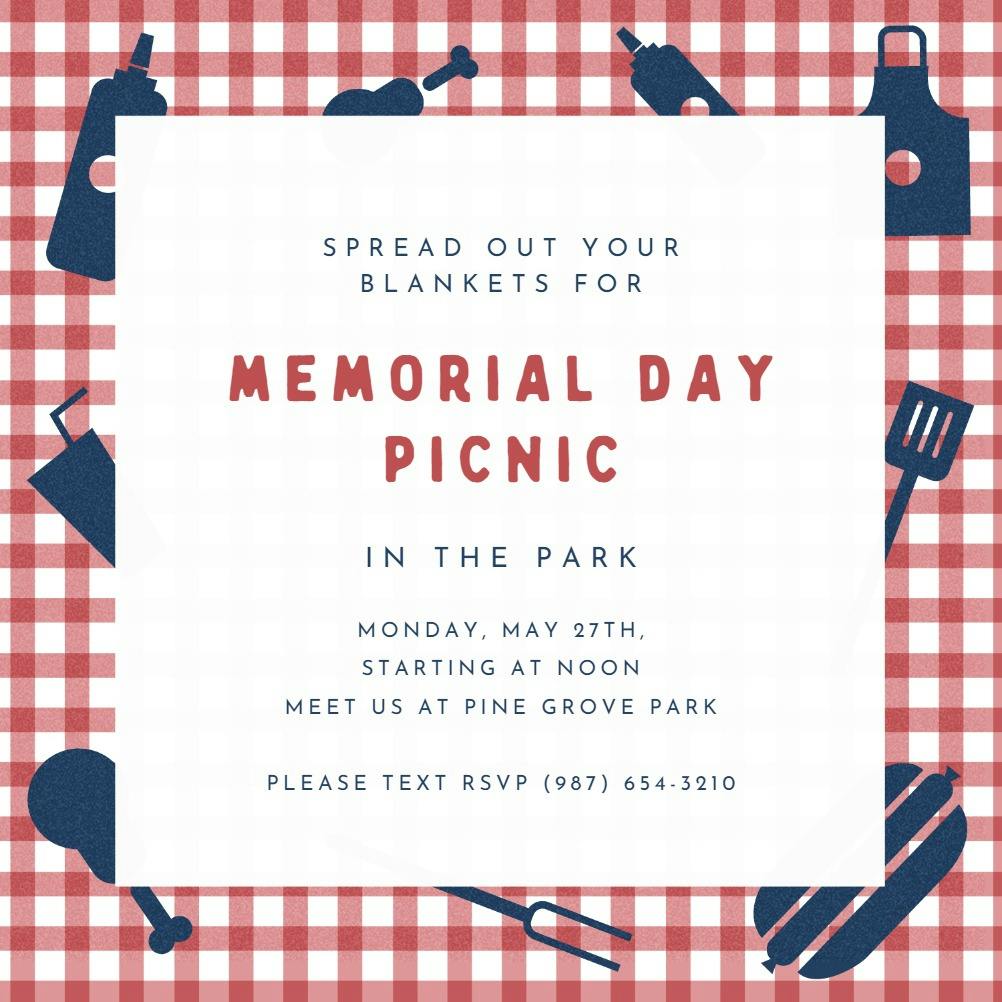 Bbqlicious picnic - memorial day invitation