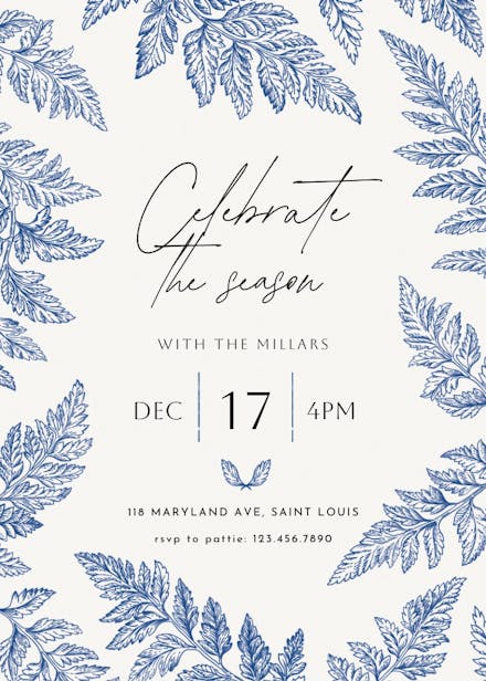 Botanic border - christmas invitation