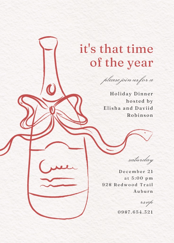 Bottle Sketch - Christmas Invitation Template | Greetings Island