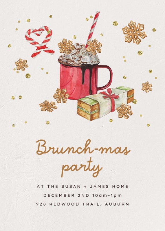 Brunchmas party -  invitación de navidad